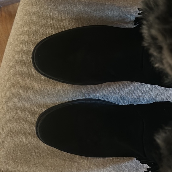 Sam Edelman Women’s Tilden Suede Leather Faux Fur Fringe Boots Black Size 9.5 - Picture 6 of 16